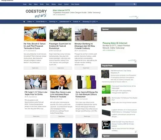 Redesign OdeStory News Website Make The Blue Simple