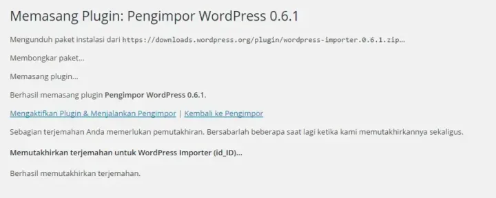 cara memindahkan blog wordpress import