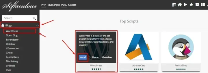 install wordpress softaculous apps installer 1