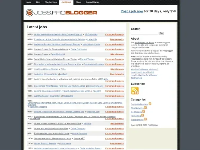 cara menghasilkan uang dengan wordpress problogger jobs board