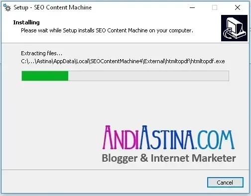 Install SEO Content Machine Proses