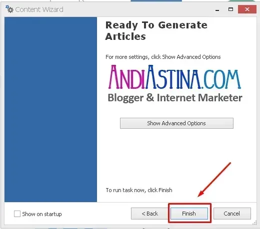 Review Cara Menggunakan SEO Content Machine Content Wizard Finish - andiastina.com